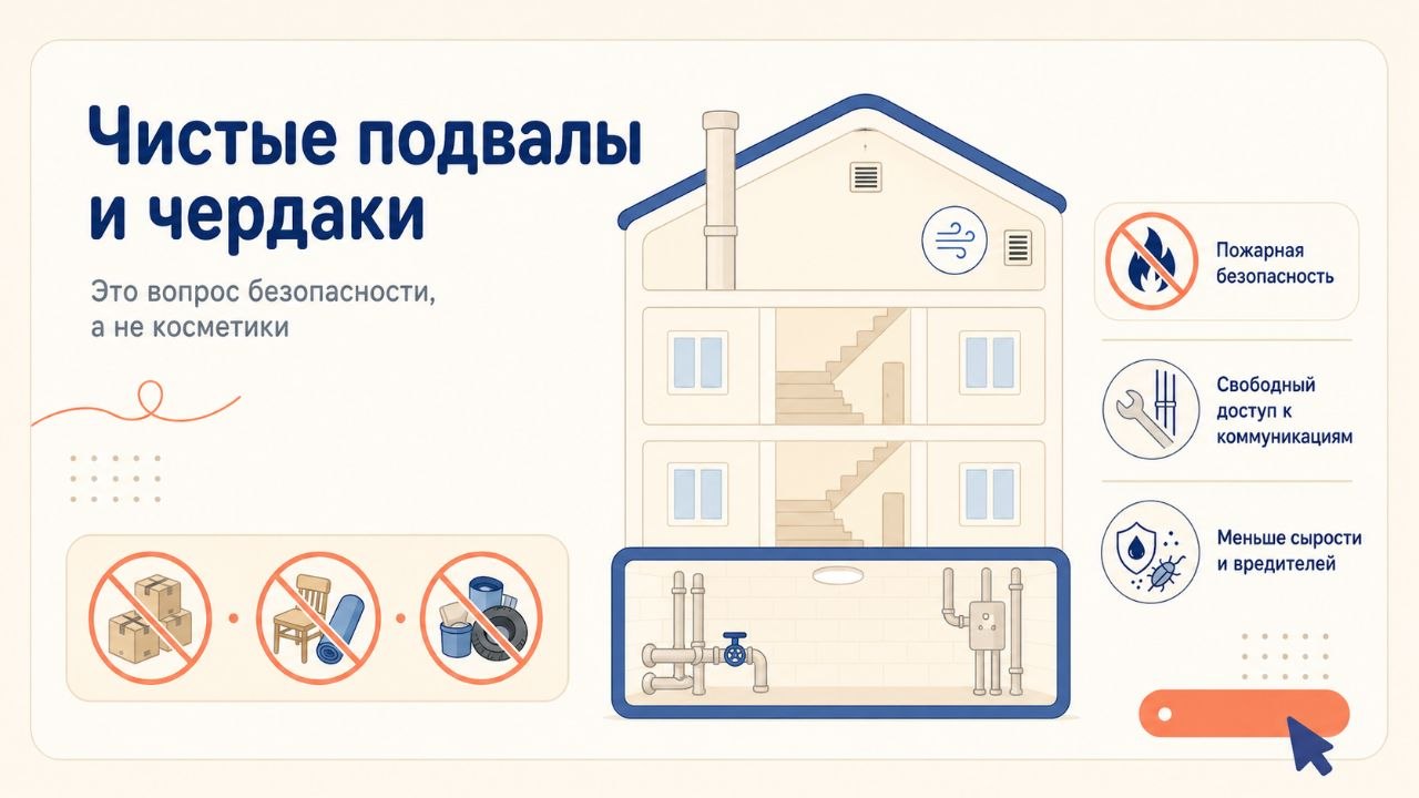 Чистые подвалы и чердаки в многоквартирном доме: вопрос безопасности, а не косметики
