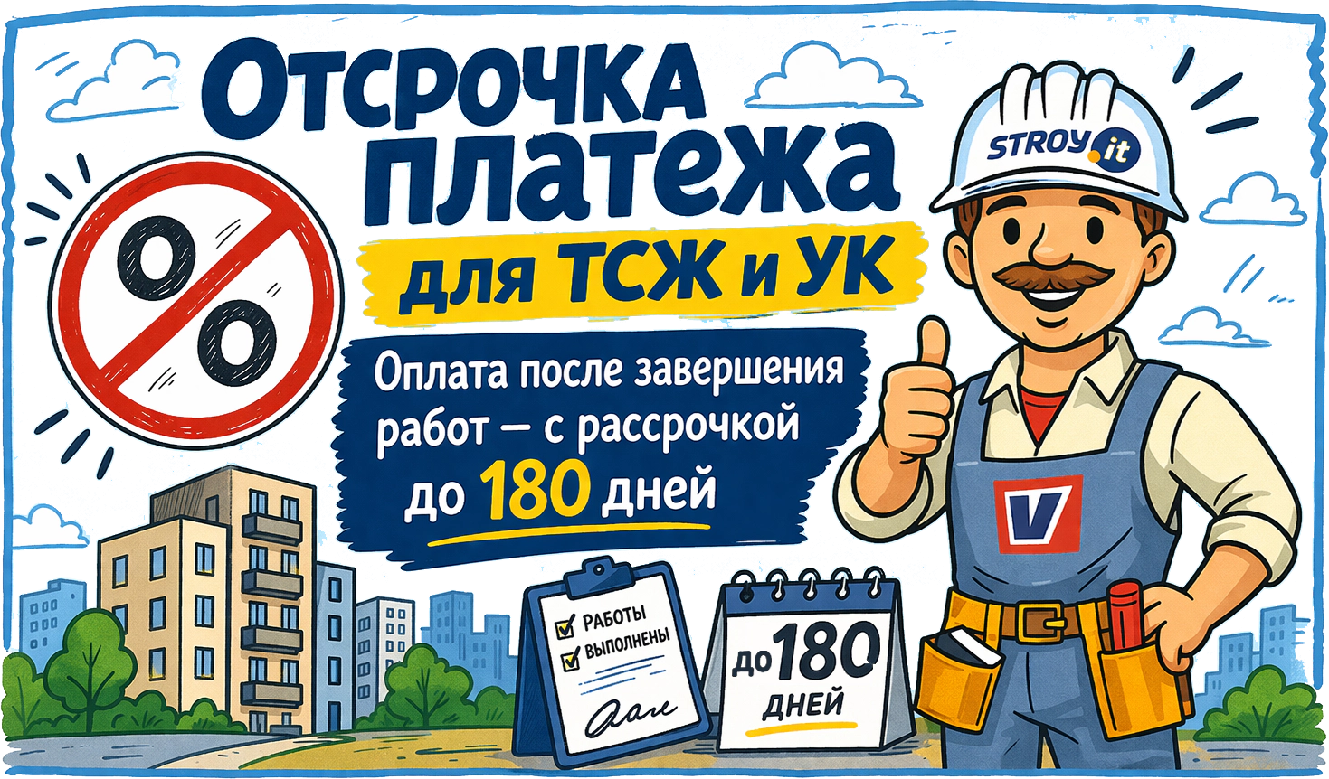 Отсрочка платежа для ТСЖ и УК: Оплата после завершения работ — с рассрочкой