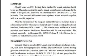 RULES FOR SCREED MATERIALS ACCORDING TO EUROPEAN STANDARDS
